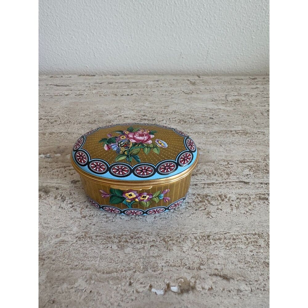 Halcyon Days Enamels Oval Pill Box
